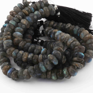 1  Strand  Labradorite Faceted Rondelles - Rondelle Beads - Labradorite Rondelles - 11mm-12mm - 8 Inches BR2605 - Tucson Beads