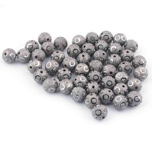 45 Pcs AAA Quality Copper Brushed Diamand Cut Round Ball In Black Polished Copper 12 mm  GPC1448 - Tucson Beads