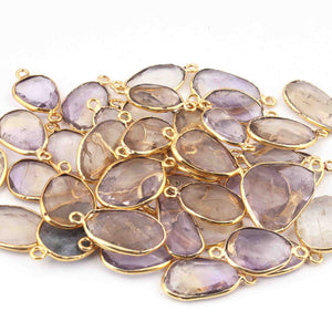 10 Pcs Ametrine Faceted  Assorted Shape 24 Gold Plated Connector /Pendant-21mmx10mm-28mmx15mm-PC1051 - Tucson Beads