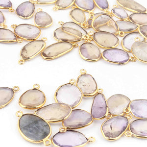 10 Pcs Ametrine Faceted  Assorted Shape 24 Gold Plated Connector /Pendant-21mmx10mm-28mmx15mm-PC1051 - Tucson Beads