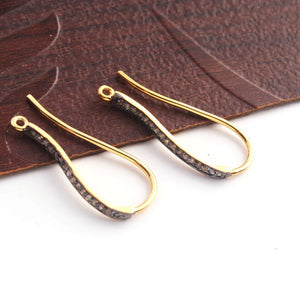 1 Pair Pave Diamond Hoop Earring - 925 Sterling Silver, Vermeil, Rose Gold Vermeil Fish Hoop Earring 25mmx12mm PDC207 - Tucson Beads