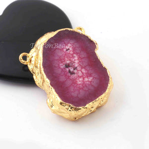 5 Pcs Pink Solar Druzzy Geode Raw Drusy Solar Pendant -Electroplated Gold Druzy Pendant DRZ170 - Tucson Beads