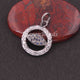 1 PC Pave Diamond  Round With Evil Eye Shape Charm Pendant  ,925 Sterling Silver Charm, 16mmx14mm SJPDC062 - Tucson Beads
