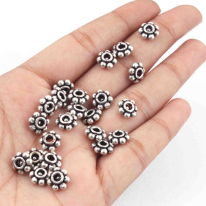23 Pcs Oxidized Silver Plated Designer Copper Casting Flower Beads - Jewelry- 8mm  GPC1449 - Tucson Beads