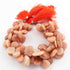 1 Strand Peach Moonstone Smooth Heart Briolettes - 11mmx12mm-19mmx18mm 8 Inches BR0946