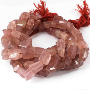 1 Strand Strawberry Quarts Faceted Briolettes -Tumble Shape Briolettes - 10mmx9mm-13mmx10mm -10 Inches BR0571 - Tucson Beads