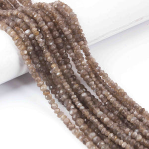 6 Long Strand Gray Moonstone Faceted Tiny Rondelles - Grey Small Beads 4mm-5mm 13.5 Inches RB458 - Tucson Beads