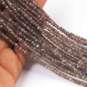 6 Long Strand Gray Moonstone Faceted Tiny Rondelles - Grey Small Beads 4mm-5mm 13.5 Inches RB458 - Tucson Beads