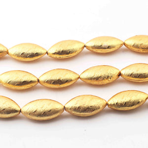 1 Strand Gold Plated Designer Copper Marquise Shape  ,Casting Copper Beads ,Jewelry Making Supplies 26mmx14mm 8 inches Bulk Lot GPC221 - Tucson Beads