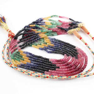 315. Ct 7 Strands Of Genuine Multi Sapphire Necklace - Faceted Rondelle Beads - Rare & Natural Sapphire Necklace - Stunning Elegant Necklace - SPB0087 - Tucson Beads