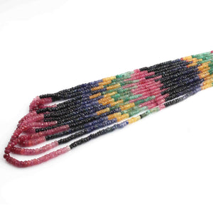 315. Ct 7 Strands Of Genuine Multi Sapphire Necklace - Faceted Rondelle Beads - Rare & Natural Sapphire Necklace - Stunning Elegant Necklace - SPB0087 - Tucson Beads