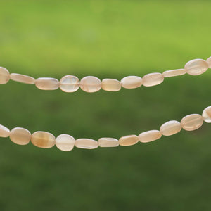 1 Strand Peach Moonstone Smooth Oval Shape  Briolettes -  Smooth Oval Beads 10mm 13 Inches BR790 - Tucson Beads
