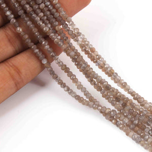 7 Strands Gray Moonstone Gemstone Balls, Semiprecious beads 13 Inches Long- Faceted Gemstone -3mm Jewelry RB450 - Tucson Beads
