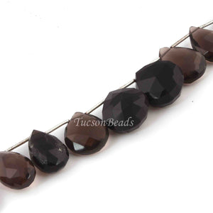 1 Strand Smoky Quartz & Black Onyx Faceted Briolettes -Heart & Pear Shape  Briolettes - 18mmx17mm- 5 Inches BR4261 - Tucson Beads