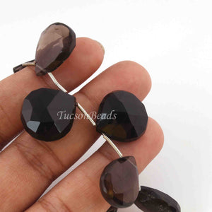 1 Strand Smoky Quartz & Black Onyx Faceted Briolettes -Heart & Pear Shape  Briolettes - 18mmx17mm- 5 Inches BR4261 - Tucson Beads