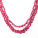 255 carats 3 Strands Of Genuine Ruby Necklace - Smooth oval  Beads - Rare & Natural Necklace - Stunning Elegant Necklace BRU019 - Tucson Beads