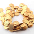 1 Strand Gold Plated Designer Copper Coin Shape Beads, Scratch Mat Finish Beads, Jewelry Supplies 15mm 8 inches Bulk Lot GPC227