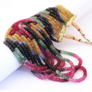 685  carats 7 Strands Of Genuine Multi Sapphire Necklace - Faceted Rondelle Beads - Rare & Natural Multi Sapphire Necklace - Stunning Elegant Necklace BRU022 - Tucson Beads