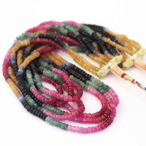 685  carats 7 Strands Of Genuine Multi Sapphire Necklace - Faceted Rondelle Beads - Rare & Natural Multi Sapphire Necklace - Stunning Elegant Necklace BRU022 - Tucson Beads