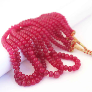 1145  Carats 4 Strands Of Genuine Ruby Necklace - Smooth Rondelle Beads - Rare & Natural Necklace - Stunning Elegant Necklace BRU017 - Tucson Beads
