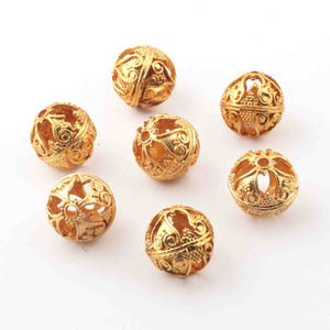 1 Strands Gold Plated Designer Copper Roundelles Beads, Casting Copper Beads,Jewelry Making Supplies 16mm 8 inches GPC198 - Tucson Beads