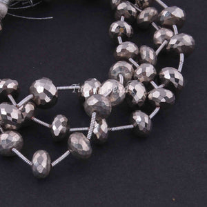 1 Strand Natural Pyrite Faceted Rondelles  -Round Shape  Rondelles - 8mm -8.5  Inches BR4235 - Tucson Beads