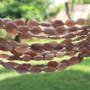 1 Strand Peach Moonstone Faceted Briolettes  - Oval Shape  Briolettes  14mmx11mm-15mmx11mm 10.5 Inches BR765 - Tucson Beads