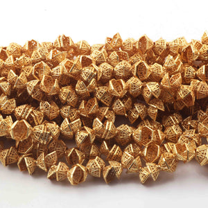 2 Strands Gold Plated Designer Copper Half Cap, Casting Copper Beads, Jewelry Making Supplies 10mmx7mm 8 inches GPC197 - Tucson Beads