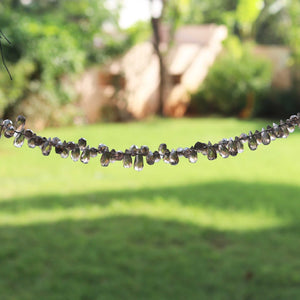1 Strand Smoky Quartz Faceted Tear drop Beads Briolettes - Smoky Quartz Briolettes 7mmx4mm 8 Inches BR766 - Tucson Beads