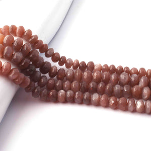 1 Long Strand Chocolate Moon Stone Faceted Rondelles - Roundles  Beads 8mm-10mm 16 Inches BR1837 - Tucson Beads