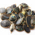 5 Pcs Labradorite Faceted Assorted Shape 24k Gold Plated Single Bail Pendant - Labradorite Assorted Pendant 35mmx21mm-24mmx17mm PC222