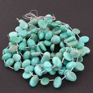 1 Strand Amazonite Faceted  Oval Briolettes  - Faceted Briolettes  13mmx9mm 8 Inches long BR1915 - Tucson Beads
