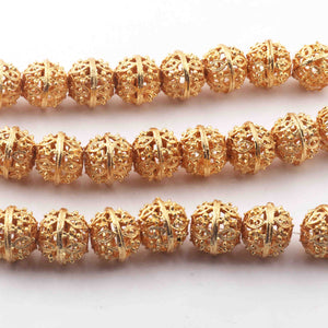 1 Strand Gold Plated Designer Copper Round Beads,Casting Copper Beads,Jewelry Making Supplies 14mm 8 inches Bulk Lot GPC192 - Tucson Beads