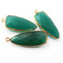 3 Pcs Green Onyx Faceted Dagger Shape  24k Gold Plated Pendant 32mmx12mm  PC137
