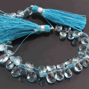 1 Strand Amazing Quality Natural London Blue Topaz Faceted Briolettes -Pear Shape Briolettes - 7mmx5mm-9mmx5mm -7.5 inches BR1503 - Tucson Beads