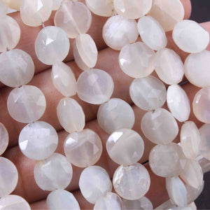 1 Strand Moonstone Faceted   Briolettes -Coin Shape  Briolettes - 10mm-8 Inches BR3649 - Tucson Beads