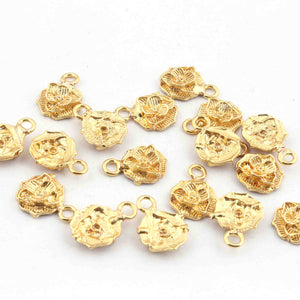 16 Pcs 24k Gold Plated Copper Round Pendant, Round Flower Pendant, Jewelry Making Tools, 15mmx11mm Gpc291 - Tucson Beads