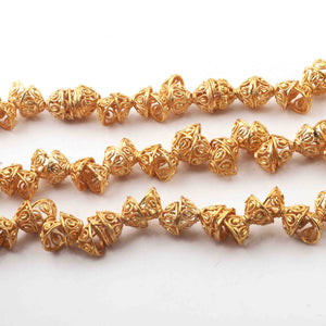 2 Strands Gold Plated Designer Copper Half Cap, Casting Copper Beads, Jewelry Making Supplies 10mm 7 inches Bulk Lot GPC180 - Tucson Beads