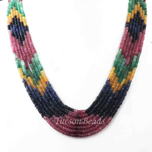 305ct. 7 Strands Of Genuine Multi Sapphire Necklace - Faceted Rondelle Beads - Rare & Natural Sapphire Necklace - Stunning Elegant Necklace - BRU029 - Tucson Beads