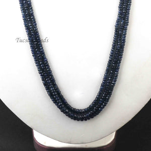 250ct. 3  Strands Of Genuine Sri Lankan Blue Sapphire Necklace - Faceted Rondelle Beads - Rare & Natural Sapphire Necklace - Stunning Elegant Necklace - BRU4076 - Tucson Beads