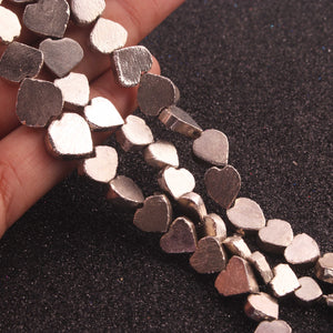 Bulk Lot 1 Strands Silver Pyrite Faceted Briolettes - Silver Pyrite Heart Shape Beads 7mm-12mm 8 Inches BR3044 - Tucson Beads