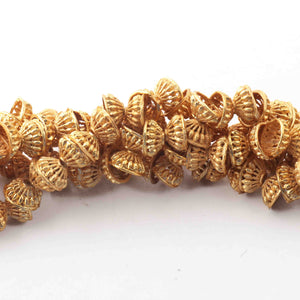 4 Strands Gold Plated Designer Copper Half Cap, Casting Copper Beads, Jewelry Making Supplies 9mmx4mm 9 inches Bulk Lot GPC559 - Tucson Beads
