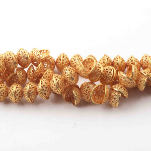 1 Strand Gold Plated Designer Copper Half Cap, Casting Copper Beads, Jewelry Making Supplies 12mmx5mm 7.5 inches GPC206 - Tucson Beads