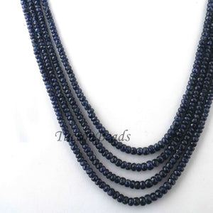 285ct. 4 Strands Of Genuine Sri Lankan Blue Sapphire  Necklace - Faceted Rondelle Beads - Rare & Natural Sapphire Necklace - Stunning Elegant Necklace - BRU037 - Tucson Beads