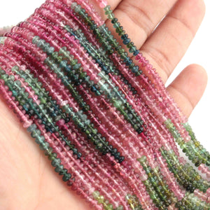 1  Long Strand Multi Tourmaline Faceted Roundels -Round Shape Roundels 3mm-14 Inches BR01902 - Tucson Beads