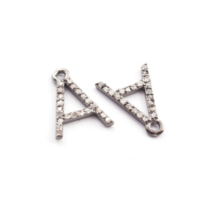1 Pc Pave Diamond 925 Sterling Silver Alphabet "A to Z" Letter Charm Pendant PDC879 - Tucson Beads