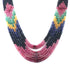 350ct. 7 Strands Of Genuine Multi Sapphire Necklace - Faceted Rondelle Beads - Rare & Natural Sapphire Necklace - Stunning Elegant Necklace - BRU023