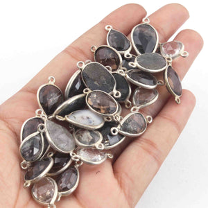 30 Pcs Mix Stone Faceted  Assorted Shape 925 Silver Plated Connector -20mmx11mm-28mmx15mm-PC1050 - Tucson Beads