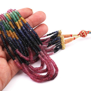 350ct. 7 Strands Of Genuine Multi Sapphire Necklace - Faceted Rondelle Beads - Rare & Natural Sapphire Necklace - Stunning Elegant Necklace - BRU023 - Tucson Beads