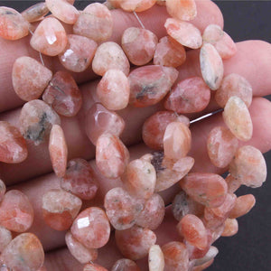 1  Strand Shaded Peach Moonstone Faceted Briolettes  -Heart Shape Briolettes -  7mmx9mm-14mmx9mm -7.5 Inches BR1770 - Tucson Beads